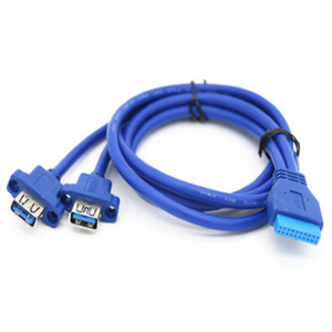 อะแดปเตอร์ยูเอสบี 20 พินสายต่อขยาย 2 พอร์ต USB3.0 A หญิงถึง B ชายสำหรับเมนบอร์ด PCI แผงด้านหลัง - Product Image 1