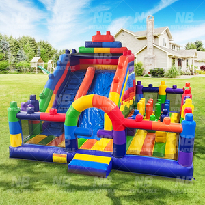 Castillo Inflable con Tobogán, Casa de Bloques de Construcción Inflables, Entretenimiento al Aire Libre, Trampolín Grande, Parque de Trampolines Inflables - Product Image 1