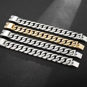 Bracciale a Catena Cubana Pesante in Acciaio Inossidabile di Alta Qualità Placcato Oro 18k <span class=keywords><strong>e</strong></span> Collana Spessa Stile Punk per <span class=keywords><strong>Uomo</strong></span> - Product Image 3
