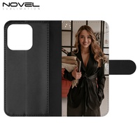 Casing Dompet Ponsel Lipat Magnetik Anti Benturan Sublimasi TPU Kanvas Kulit PU Cetak OEM Kustom dengan Slot Kartu untuk iPhone