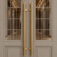 Poignée de porte en laiton massif, moderne et luxueuse, pour entrée principale d'hôtel ou villa, finition or brossé