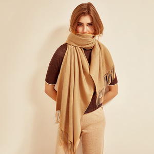 Nueva llegada Otoño Invierno 100% chal de Cachemira mujeres borla gruesa cálida sólida pura Cachemira silenciador mujeres Cachemira envoltura - Product Image 1