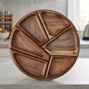Plateaux ronds en bois d'acacia de qualité supérieure, fabriqués à la main, tendance et très demandés, pour servir, vente en gros de plateaux en bois. - Product Image 2