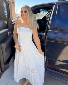 Abito Lungo da Donna Senza Spalline con Volant a Strati Stile Boho per Spiaggia e Feste Leggero Estivo Casual per Vacanze e Serate - Product Image 5