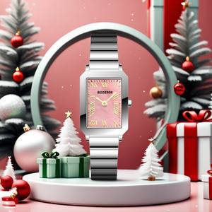 Reloj de Lujo Ligero para Mujer, Color Rosa, Navideño, de Acero Inoxidable, con Logotipo Personalizado, Diseño Cuadrado de Cuarzo, Regalo Empresarial para Jóvenes - Product Image 3
