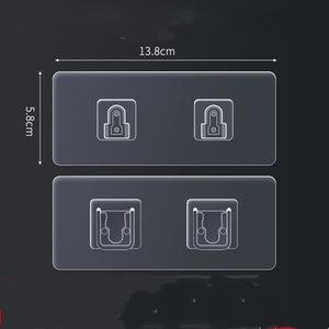 Double-Row Transparent Dual Prong Buckle Clear <b>Plastic</b> Wall Hanger Kitchen Bathroom Self Adhesive <b>Hooks</b> - Product Image 5