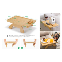 Table d'appoint en bambou avec support de téléphone rotatif à 360°, plateau de canapé pliable et flexible, plateau de rangement rectangulaire, techniques de sculpture