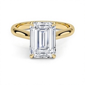 Bague de fiançailles solitaire élégante plaquée or 18K 14K avec émeraude taillée et halo caché en diamant CVD pour femme - Product Image 2