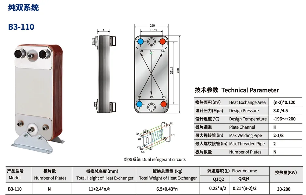 高圧変圧器オイル冷却用ステンレス鋼ろう付けプレート熱交換器