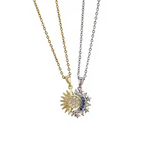 Collares Colgantes Magnéticos de Acero Inoxidable con Baño de Oro de 18K y Cristales de Diamantes de Imitación, Cadena de Eslabones con Diseño de Luna, Joyería al por Mayor para <span class=keywords><strong>Parejas</strong></span> - Product Image 5