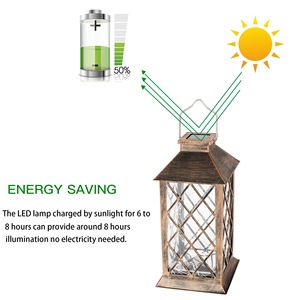 Solar Lantern With <b>Led</b> <b>Lights</b> Ip54 Outdoor Garden Hanging Decor <b>Light</b> <b>Sensor</b> Powered Plastic Body - Product Image 5