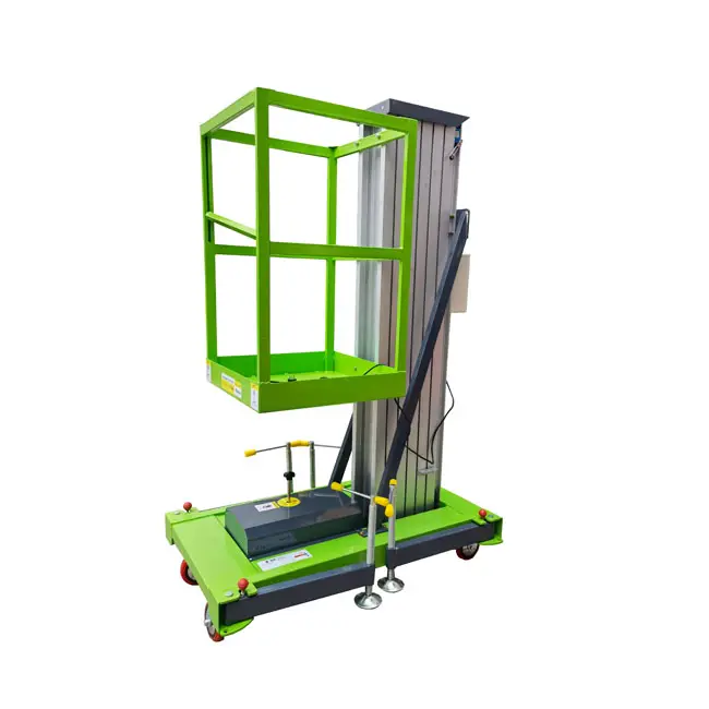 4-10m hydraulic mobile aluminum alloy manual or battery single person man vertical lift machine with 125kg load