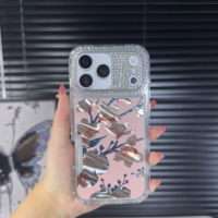 Coque de luxe 360 en gros pour iPhone 18 17 16 15 14 13 Pro, protection d'objectif en strass scintillant, coque colorée en PC et TPU avec feuille d'or