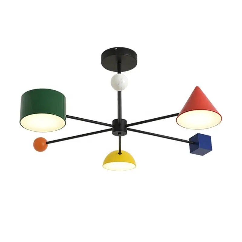 Lustre infantil colorido para quarto de crianças, pingente de luzes by1025