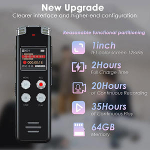 Taşınabilir 64GB/128GB Ultra İnce Dijital Ses Kaydedici, USB 2.0 Alüminyum Alaşımlı ABS Kayıt ve Oynatma Özellikli <span class=keywords><strong>MP3</strong></span>/WAV Ses Kontrollü - Product Image 2