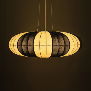 Japanese Wabi Sabi Style Pendant <b>Light</b> Round Fabric Lamp 60Cm 80Cm Diameter E27 Bulb Base For <b>Dining</b> Room Home Decor - Product Image 2