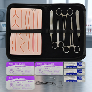 Kit de pratique de suture chirurgicale avancée, ensemble de formation médicale avec coussinet de peau, instruments et sutures pour étudiants et médecins, certifié CE ISO - Product Image 1