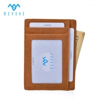 Dompet Kartu Kredit Minimalis Anti-RFID Berkualitas Baik Warna Coklat PU Harga Pabrik Custom