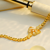 Pulsera de Oro de 18K con Eslabones de Mariposa y Corazón, Diamantes de Laboratorio Marquise con Engaste Pavé, Brazalete Romántico Multicapa, Cadena de Cuerda para Boda, Joyería