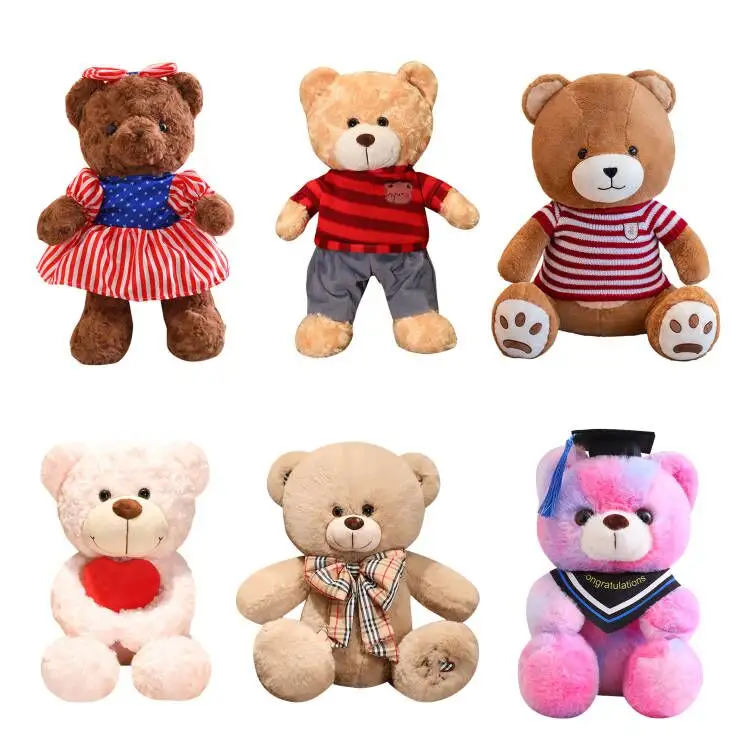 ตุ๊กตาหมีสำหรับวาเลนไทน์แต่งตัวด้วยเสื้อสเวตเตอร์สีแดงสามขนาด30ซม. 45ซม. 60ซม. เป็นครอบครัวตุ๊กตาหมีตุ๊กตาหมีที่มีความรัก