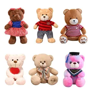 Ursos de pelúcia para namorados vestidos com camisola vermelha três tamanhos 30cm 45cm 60cm como uma família urso de pelúcia boneca urso de pelúcia com amor