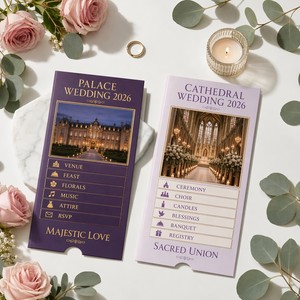 Tarjetas de agradecimiento personalizadas para boda con diseño de cascada y pestañas con fotos de la ceremonia y la recepción. - Product Image 5