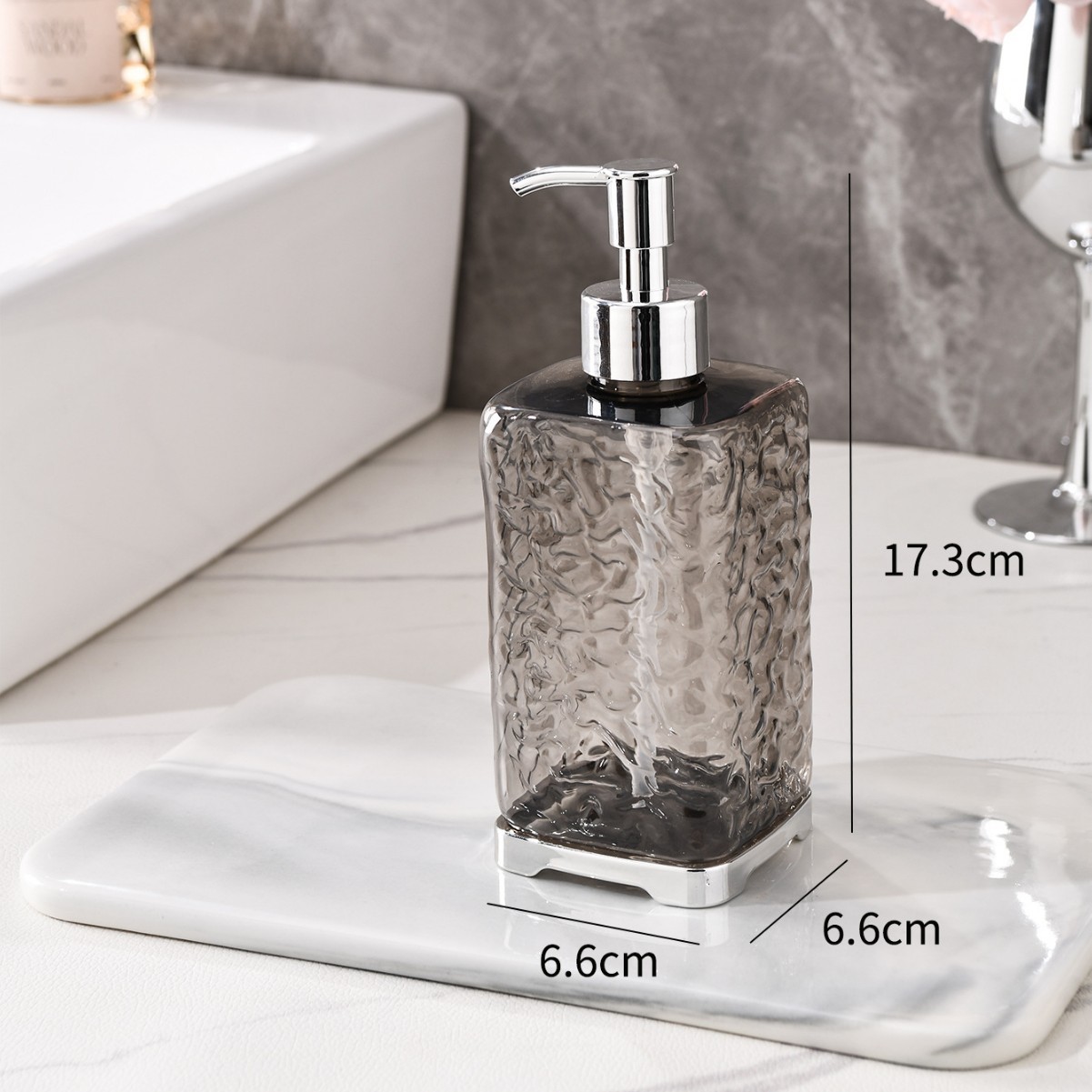 Motif gris transparent-sous-embouteillage carré