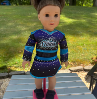 Nouveauté : Costume de pom-pom girl pour poupée de 18 pouces, uniforme de pom-pom girl pour filles, ensemble de déguisements fantaisie avec strass pour la danse de pom-pom girl