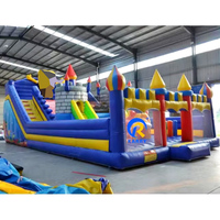 Grand château gonflable en PVC pour parc à thème, toboggans gonflables avec souffleur à double voie pour enfants, parc d'attractions