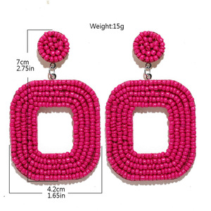 Orecchini nativi a buon mercato all'ingrosso gioielli di moda donna creativo geometrico con cuore quadrato fatto a mano Boho <span class=keywords><strong>Sead</strong></span> orecchini di perline - Product Image 3
