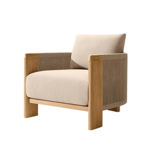 Ensemble de canapés d'extérieur en teck nordique moderne avec design en corde pour appartement et jardin - Product Image 1