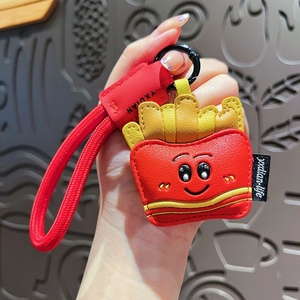Creative 3D Anime Cartoon Leather Fabric Embroidered Customized <b>Carabiner</b> <b>Keychains</b> Fries Milk Tea Designs-Colorful Small - Product Image 4