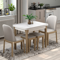 Table à manger extensible et pliante en bois massif, design moderne et luxueux, légère et compacte, idéale pour les petits appartements et salons.