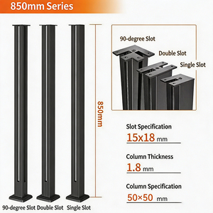 Poteau de balustrade en aluminium sans perçage, aspect acier inoxydable, design à rainure intérieure, pour main courante d'escalier, balustre de sécurité pour balcon, terrasse, patio - Product Image 1
