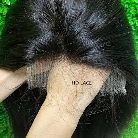 W-HD44 perulu tutkalsız şeffaf HD 4x4 Swiss dantel ön 100% insan saçı 4*4 kapatma peruk siyah kadınlar için