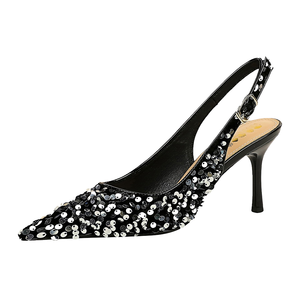 Chaussures à talons hauts élégantes de style rétro français pour femmes, escarpins à bout pointu, semelle extérieure en caoutchouc, doublure en PU, talons très hauts - Product Image 1