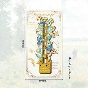 Marque-page vintage en métal doré en forme de papillon, découpe et impression |   Souvenir de fleurs gravées en micro-mosaïque pour cadeaux d'anniversaire - Product Image 3
