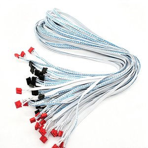 Kabel Harness Pita Datar Biru-Putih Kustom dengan Konektor Ganda Hitam/Merah Pabrikasi untuk Peralatan Rumah Tangga & Sistem Kontrol - Product Image 3