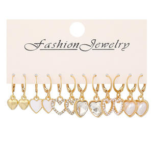 Juego de 12 Pares de Aretes de Zirconia con Forma de Corazón, Mariposa y Libélula, de Aleación de Zinc, Joyería de Moda, Regalo para Mujer 2024 - Product Image 3