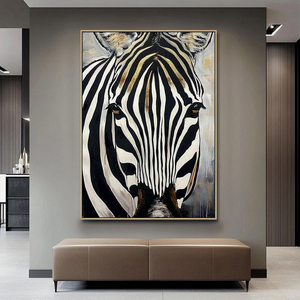 Современная красочная зебра картина маслом на холсте Ручная роспись животных настенные картины настенные декор картины - Product Image 3