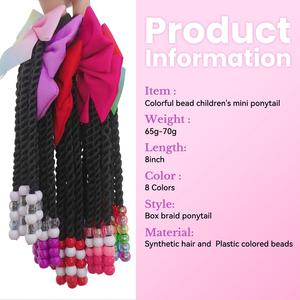 Code di cavallo intrecciate da 8 pollici con perline colorate <span class=keywords><strong>per</strong></span> bambini ragazze capelli coda di cavallo con palle torcere coda di cavallo <span class=keywords><strong>per</strong></span> bambine - Product Image 4