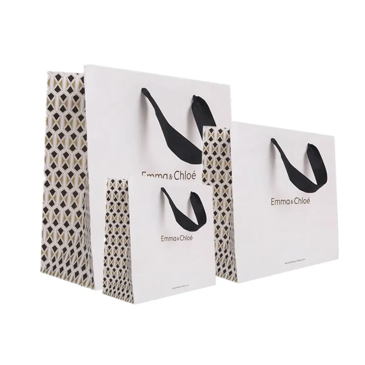 Wholesale Paper Bag Packaging Boutique Bags Sac En Papier Custom Luxury Bolsa De Papel Paper Shopping Bags