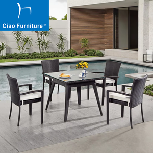 Phật sơn nhà hàng ngoài trời sân thượng đồ nội thất <span class=keywords><strong>PE</strong></span> mây <span class=keywords><strong>wicker</strong></span> 5 miếng vườn bàn ăn và Ghế bộ - Product Image 1