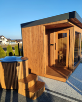 Sauna extérieur moderne en cèdre rouge massif, douche vapeur humide, vestiaire, modèle Chuangfu CF-01, écologique, garantie 1 an, 220V