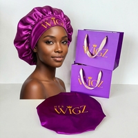 Boîte d'emballage personnalisée pour perruque en papier, bonnet en satin, sac en satin pour perruque, bande élastique pour perruque et extensions capillaires