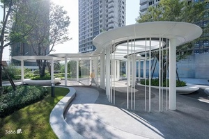 Corridor paysager en structure acier sur mesure, pavillon de loisirs extérieur en acier inoxydable et aluminium, pavillon de repos à panneau unique - Product Image 4