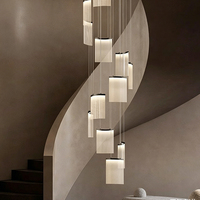 DUOMEIJU Lustre en laiton et cristal, style post-moderne simple et luxueux, hauteur réglable, grande taille, pour hôtel, maison, salon, escalier