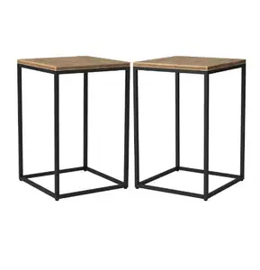 Industrial Bedside Occasional Or End Table Furniture With Wood Top Rustic Design At Home Fashionable Interiors Framed Legs