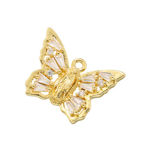 Pendentif papillon en gros, pendentif micro-pavé en argent et <span class=keywords><strong>or</strong></span>, pièces de bijoux en CZ pour bricolage - Product Image 6