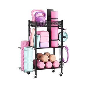 Rangement à domicile, support de rangement pour salle de sport à domicile, pour tapis de yoga et <span class=keywords><strong>rouleau</strong></span> en <span class=keywords><strong>mousse</strong></span>, organisateur d'équipement, rangement pour l'exercice à domicile, équipement de fitness - Product Image 1